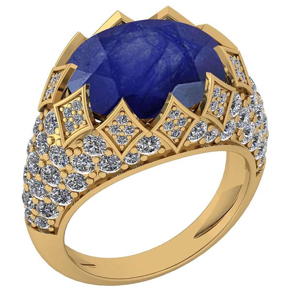 Certified 7.81 Ctw Blue Sapphire And Diamond VS/SI1 Uni