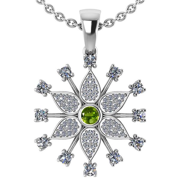 Certified 0.71 Ctw Peridot And Diamond Platinum Gold Ha