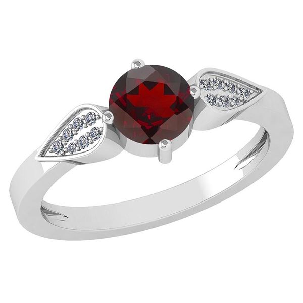 Certified 1.12 Ctw Garnet And Diamond 14k White Gold Ha