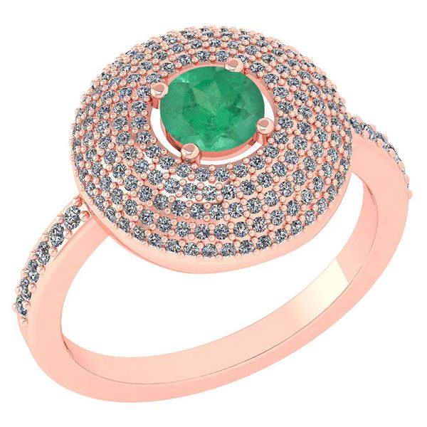 Certified 0.99 CTW Emerald And Diamond 14k Rose Gold Ha
