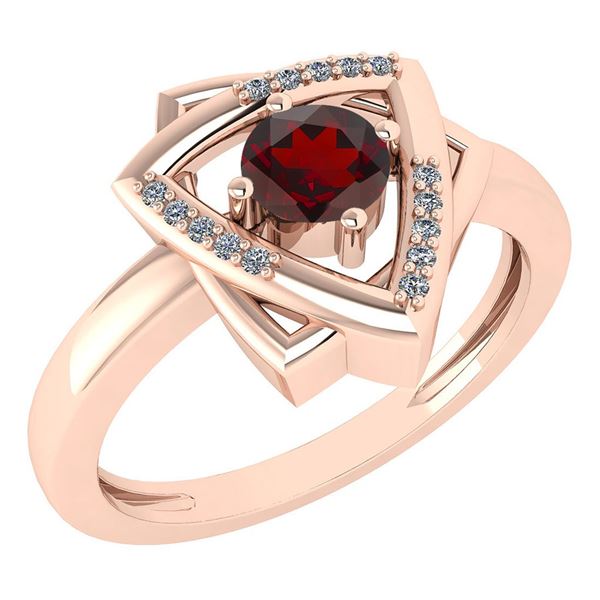 Certified 0.29 Ctw Garnet And Diamond VS/SI1 Ring 14K R