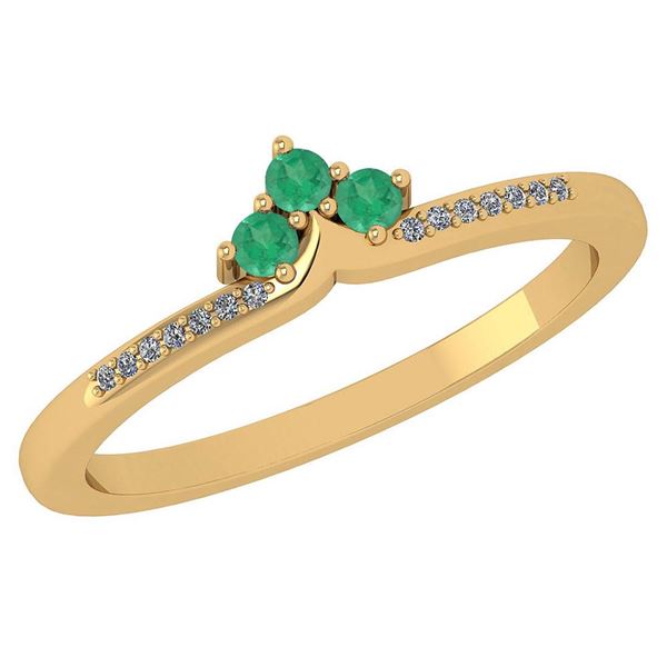 Certified 0.13 Ctw Emerald And Diamond 14k Yellow Gold
