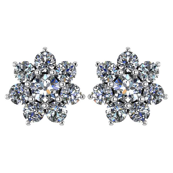 Certified 1.86 Ctw Diamond 14k White Gold Halo Stud Ear