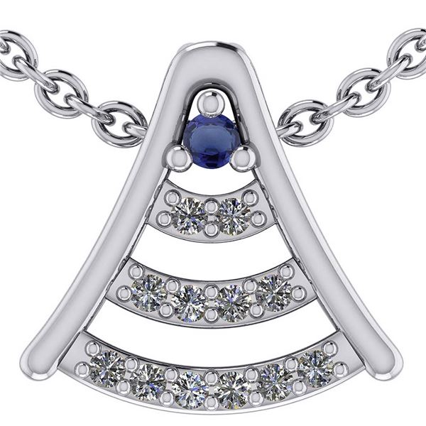 Certified 0.075 Ctw Blue Sapphire And Diamond 14k White