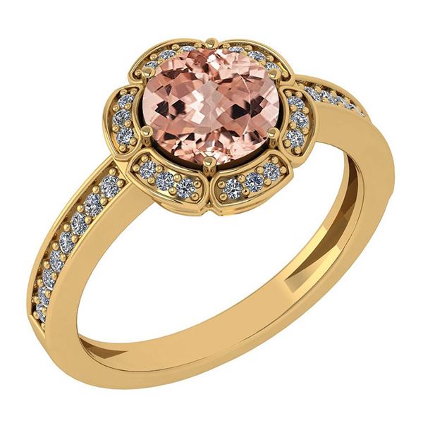 Certified 1.47 Ctw Morganite And Diamond VS/SI1 Engagem