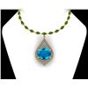 Certified 50.96 Ctw Blue Topaz &Peridot And Diamond I2/