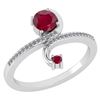 Certified 0.85 Ctw Ruby And Diamond 14k White Gold Halo