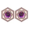 Certified 1.38 Ctw Amethyst And Diamond 14k Rose Gold H