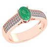 Image 1 : Certified 1.2Ctw Emerald And Diamond 14k Rose Gold Halo