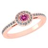 Certified 0.29 Ctw Pink Tourmaline And Diamond 14k Rose