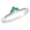 Certified 0.13 Ctw Emerald And Diamond 14k White Gold H