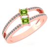 Image 1 : Certified 0.60 Ctw Peridot And Diamond 18k Rose Gold Ri
