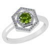 Image 1 : Certified 0.69 Ctw Peridot And Diamond 18K White Gold H