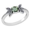 Certified 1.11 Ctw Green Amethyst And Diamond 14k White