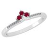 Certified 0.13 Ctw Ruby And Diamond 14k White Gold Halo
