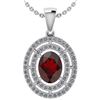 Certified 1.56 CTW Garnet And Diamond 14k White Gold Ha