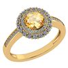 Certified 1.28 Ctw Citrine And Diamond 14k Yellow Halo