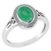 Certified 1.39 Ctw Emerald And Diamond 14k White Gold H