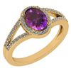 Certified 1.52 Ctw Amethyst And Diamond 14k Yellow Gold