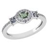 Certified 0.77 Ctw Green Amethyst And Diamond 14k White