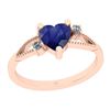 Certified 0.74 Ctw I2/I3 Blue Sapphire And Diamond 14K