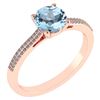 Certified 1.37 Ctw Aquamarine And Diamond 14k Rose Gold