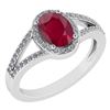 Certified 1.52 Ctw Ruby And Diamond 14k White Gold Halo