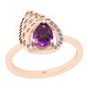 Certified 0.79 Ctw I2/I3 Amethyst And Diamond 10K Rose