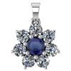 Certified 0.93 Ctw Blue Sapphire And Diamond 14k White