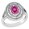 Image 1 : Certified 1.66 Ctw Pink Tourmaline And Diamond 14k Whit