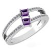 Image 1 : Certified 0.60 Ctw Amethyst And Diamond 18k White Gold