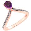 Certified 0.97 Ctw Amethyst And Diamond 14k Rose Gold H