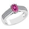 Certified 1.2Ctw Pink Tourmaline And Diamond 14k White
