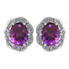Certified 0.88 Ctw Amethyst And Diamond 14K White Gold