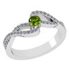 Image 1 : Certified 0.61 CTW Peridot And Diamond 14k White Gold H