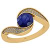 Certified 1.22 Ctw I2/I3 Blue Sapphire And Diamond 14K