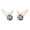 Certified 0.50 Ctw Green Amethyst Stud Earrings 14K Gol