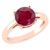 Certified 2.00Ctw Genuine Ruby 14k Rose Gold Halo Ring