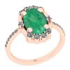 Certified 0.86 Ctw SI2/I1 Emerald And Diamond 14K Rose