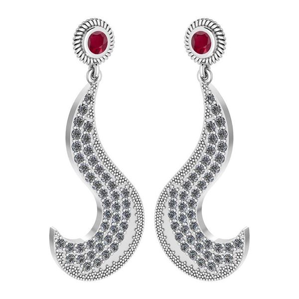 Certified 1.51 Ctw Ruby And Diamond VS/SI1 Styles Earri