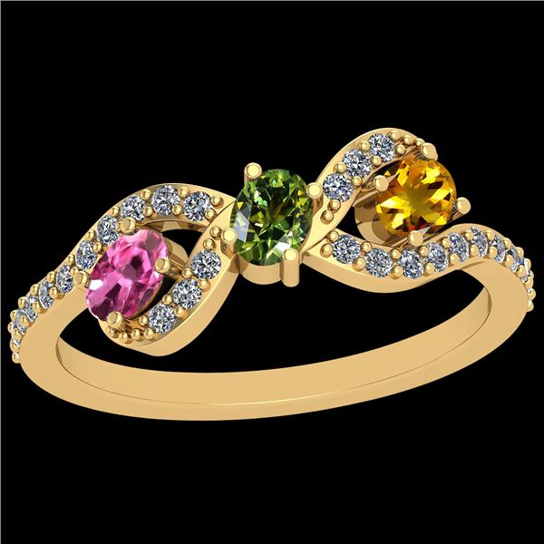 Certified 0.91 Ctw Multi Pink,Green ,Yellow Sapphire An