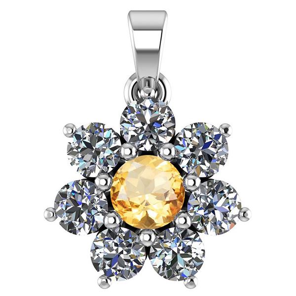 Certified 0.93 Ctw Citrine And Diamond 18K White Gold H