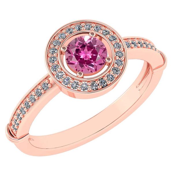 Certified 0.94 Ctw Pink Tourmaline And Diamond 14k Rose