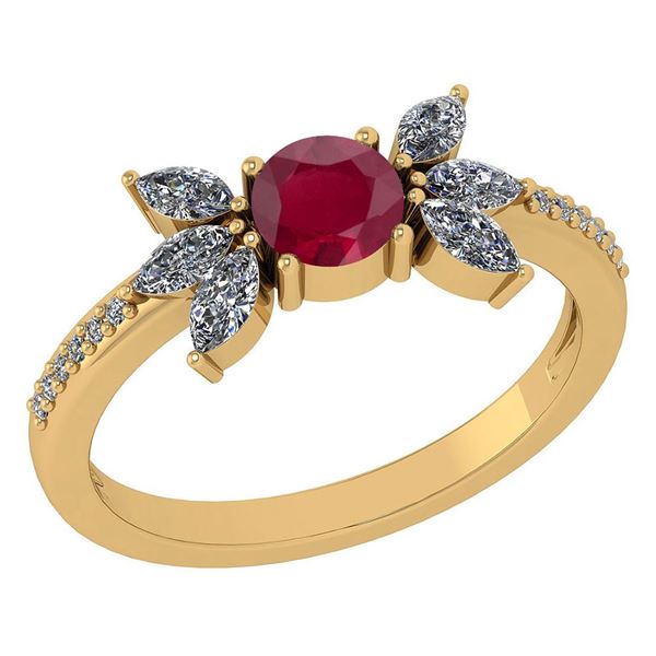 Certified 1.11 Ctw Ruby And Diamond 14k Yellow Gold Hal