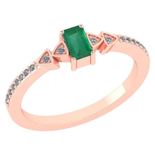 Certified 0.39Ctw Emerald And Diamond 14k Rose Gold Hal