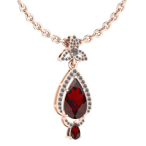 Certified 3.62 Ctw Garnet And Diamond VS/SI1 Necklace 1