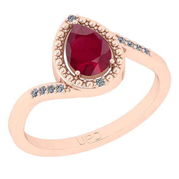 Certified 0.65 Ctw I2/I3 Ruby And Diamond 14k Rose Gold