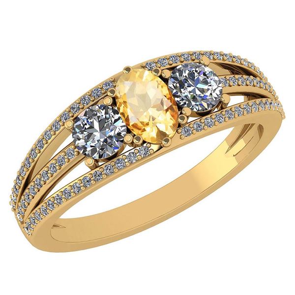 Certified 1.16 Ctw Citrine And Diamond 14k Yellow Gold