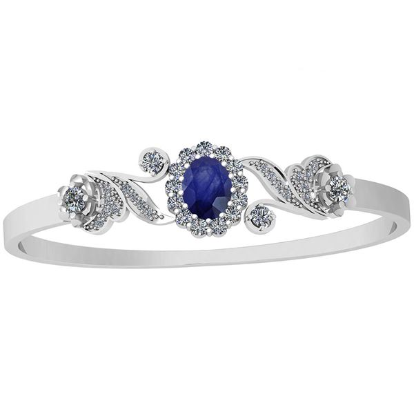 Certified 3.84 Ctw I2/I3 Blue Sapphire And Diamond 14K