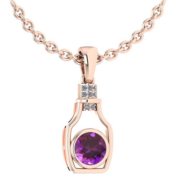 Certified 1.36 Ctw Amethyst And Diamond bottle Necklace
